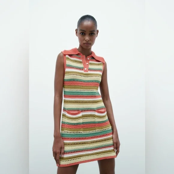 Zara Striped Knit Dress M - Picture 6 of 10